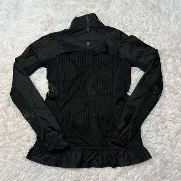 Lululemon Windbreaker Jacket Size 6 Mesh Back Black Full Zip Jogger Track - Picture 8 of 13